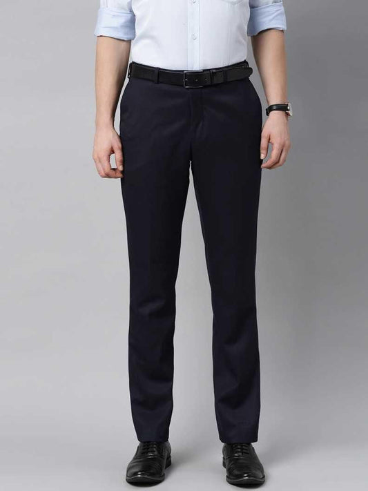 Lycra Blend Solid Regular Fit Mens Formal Trousers